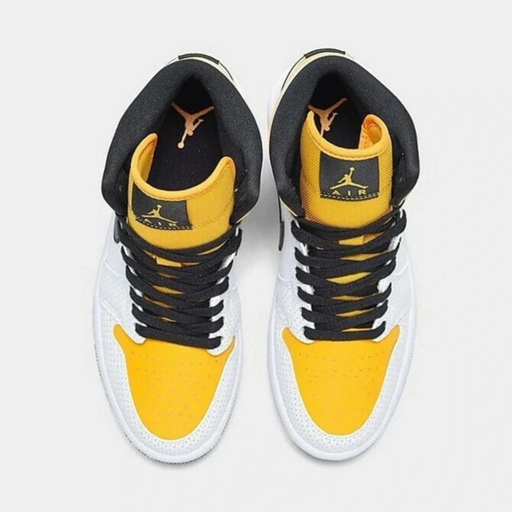 New Nike Air Jordan 1 Mid Perforated White University Gold [BQ6472-107 11.5W/10M